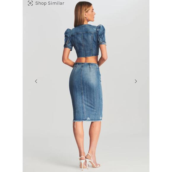 RETROFETE Skirt XS Harmonia Pencil Down Front Button Closure Edgy Distressed Hem - Picture 3 of 16